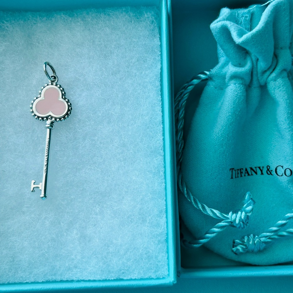 NEW Trefoil Beaded Key with pink enamel